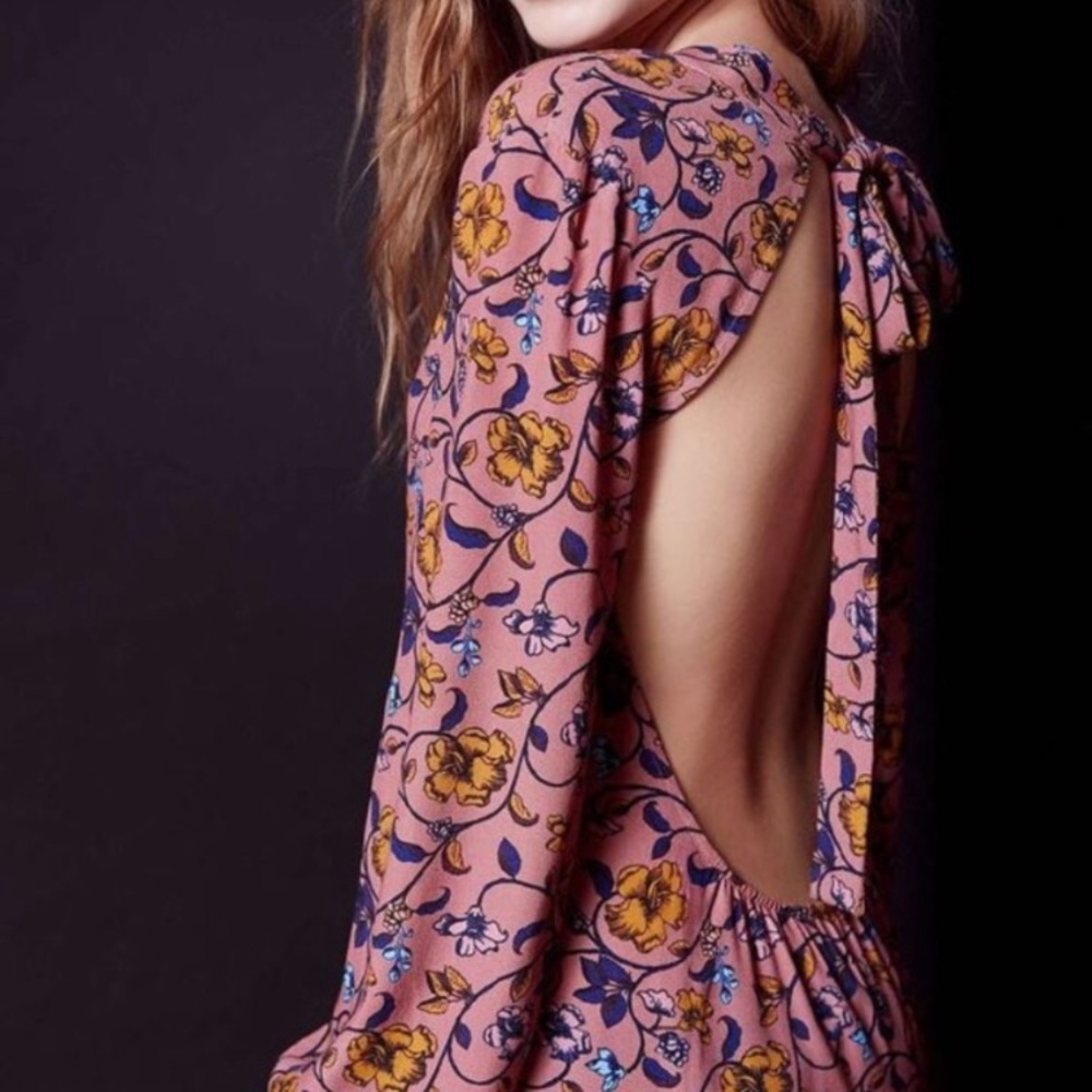 For Love & Lemons Floral Print Open Back Dress M